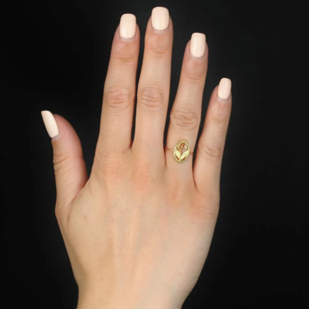 Fine bague ancienne or perle