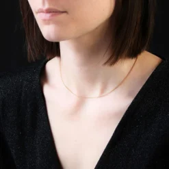 Fine chaine maille gourmette limée or jaune
