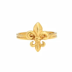 Fleur de Lis Bague Conversion Vintage Or Jaune