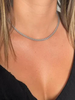 Fope Collier Maille pop-corn Or blanc