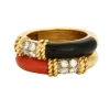 FRED - Bague Isaure deux joncs onyx, corail diamants