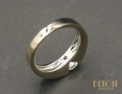 FRED - Bague Jonc or gris diamant