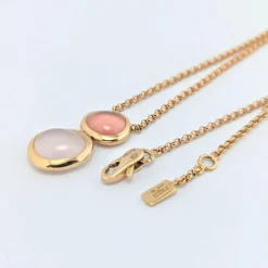 Fred - Collier Belles Rives or rose quartz et rhodochrosite
