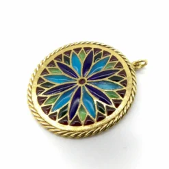 french Plique-à-Jour gold stained glass Pendant