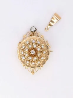 GEORGES BRUNET - Collier Napoléon III or jaune diamants perles fines