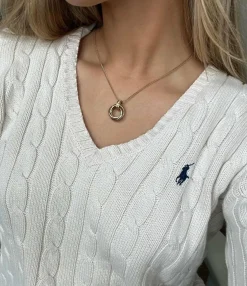 Gold diamond trio d'anneaux pendant