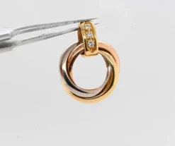 Gold diamond trio d'anneaux pendant