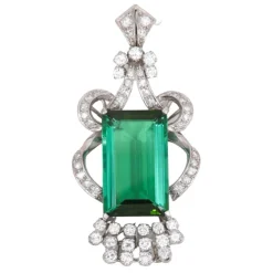 Grand Pendentif Tourmaline & Diamants Platine