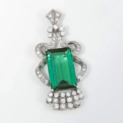 Grand Pendentif Tourmaline & Diamants Platine