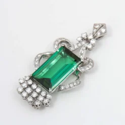 Grand Pendentif Tourmaline & Diamants Platine
