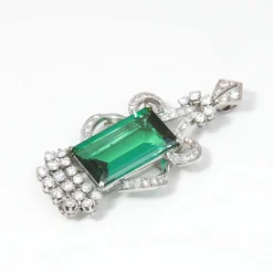 Grand Pendentif Tourmaline & Diamants Platine