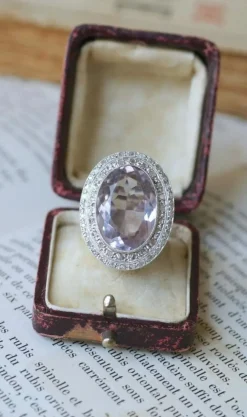 Grande Bague Art Déco Améthyste et Diamants