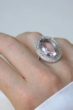 Grande Bague Art Déco Améthyste et Diamants