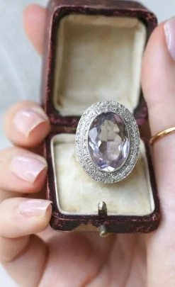 Grande Bague Art Déco Améthyste et Diamants
