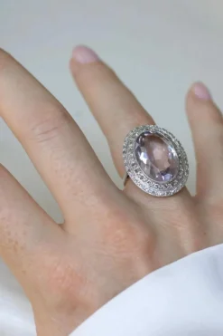 Grande Bague Art Déco Améthyste et Diamants
