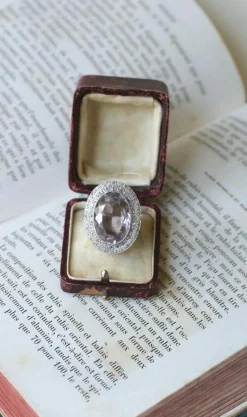 Grande Bague Art Déco Améthyste et Diamants