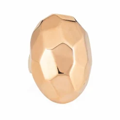 Grande bague cocktail à facettes 14 carats, or jaune rose bicolore