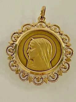 Grande Médaille En Or Au Profil De La Vierge