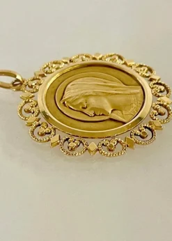 Grande Médaille En Or Au Profil De La Vierge