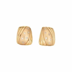 Grandes Boucles d'Oreilles Diamants Années 80 Vintage Or Jaune