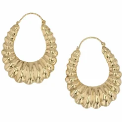 Grandes boucles d'oreilles créoles en or jaune godronné