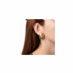Grandes Boucles d'Oreilles Diamants Années 80 Vintage Or Jaune