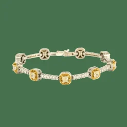 GREGG RUTH- bracelet en or blanc diamants fancy et diamant