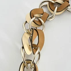 HERMÈS-VIREVOLTE Collier en métal palladié et veau Swift marron