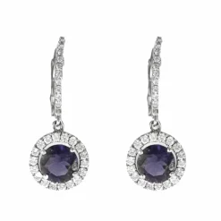 HULCHI BELLUNI - Boucles d'oreilles en or gris diamants et tanzanite