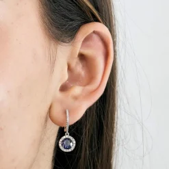 HULCHI BELLUNI - Boucles d'oreilles en or gris diamants et tanzanite