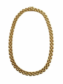 Important collier maille grain de riz en or jaune