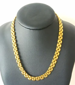 Important collier maille grain de riz en or jaune
