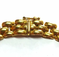 Important collier maille grain de riz en or jaune