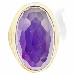 Importante bague en or 18 carat sertie d'une améthyste facettée