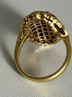 Importante Bague Or Jaune Saphirs Princesse Diamants