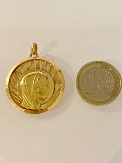 Importante Médaille Religieuse Au Profil De La Vierge