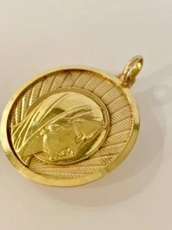 Importante Médaille Religieuse Au Profil De La Vierge