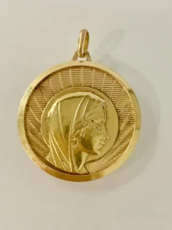 Importante Médaille Religieuse Au Profil De La Vierge
