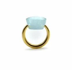 22K Gold Marie-Hélène de Taillac Milky Aquamarine Cabochon Ring