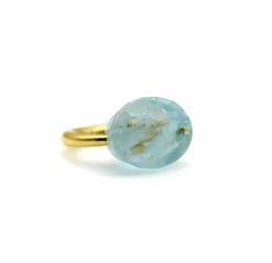 22K Gold Marie-Hélène de Taillac Milky Aquamarine Cabochon Ring