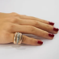 Large Bague Or Rose Diamants