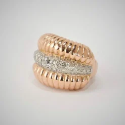 Large Bague Or Rose Diamants