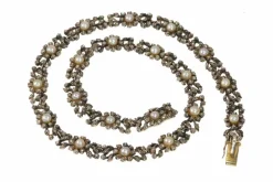 Élégance victorienne : un tour de cou en diamants et perles d'une grâce intemporelle