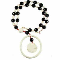 Long Sautoir Ivoire, onyx, Corail ancien