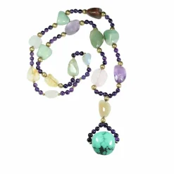 Long Sautoir Quartz Rose, Cristal de Roche & Agate