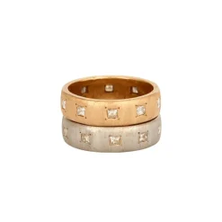 Lot de deux bagues or rose et blanc avec diamants