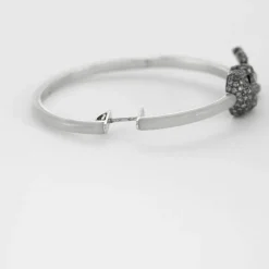 LYDIA COURTEILLE- Créoles Or gris, Agate blanche et Diamants