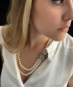Magnifique collier de perles à double rang
