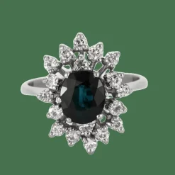 Marguerite or blanc, saphir et diamants