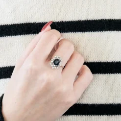 Marguerite or blanc, saphir et diamants